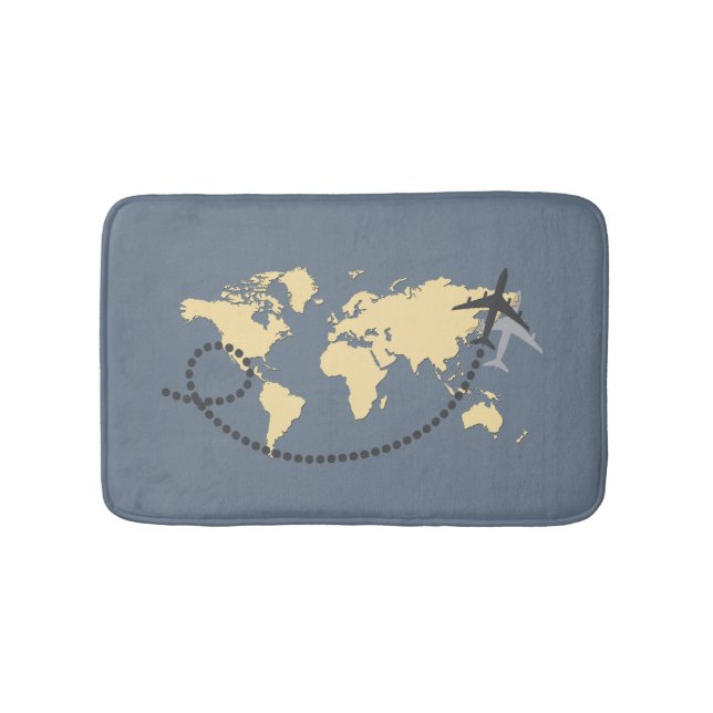 Let's travel the world illustration bath mat (Front)