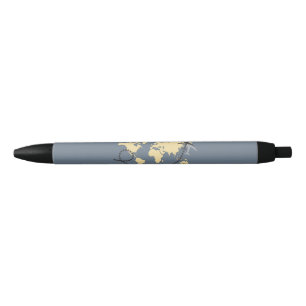Let's travel the world illustration black ink pen