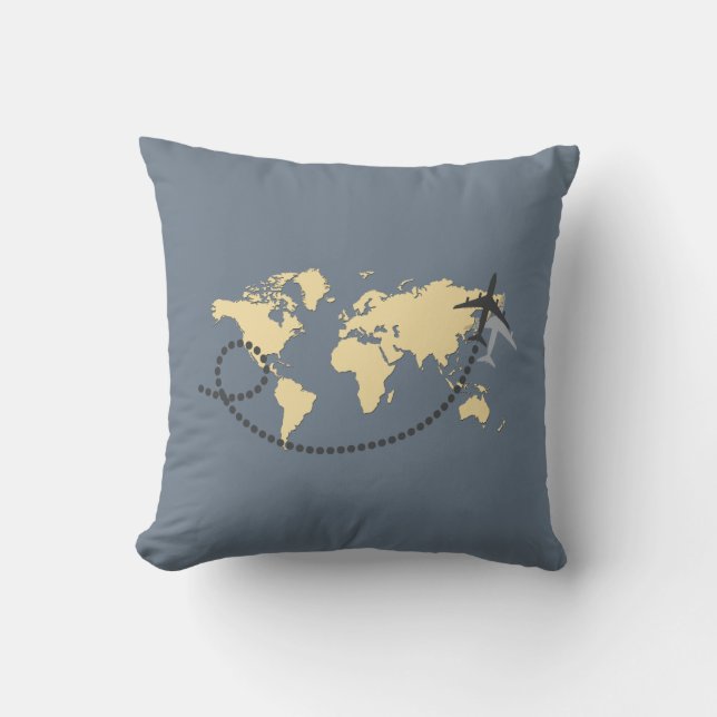 Let's travel the world illustration cushion (Front)