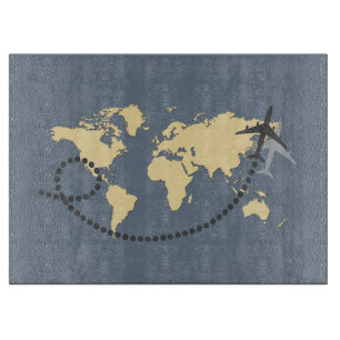 Let's travel the world illustration cutting board
