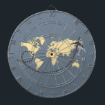 Let's travel the world illustration dartboard<br><div class="desc">Let's travel illustration with world map and airplane decoration on blue background for everybody who likes traveling.</div>