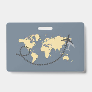 Let's travel the world illustration ID badge