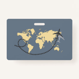 Let's travel the world illustration ID badge