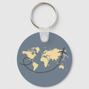 Let's travel the world illustration key ring