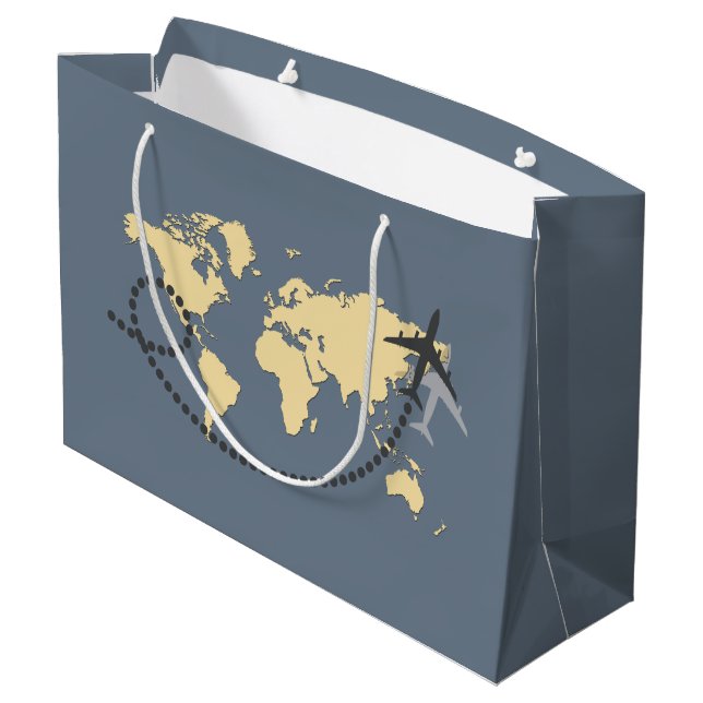 Let's travel the world illustration large gift bag (Back Angled)