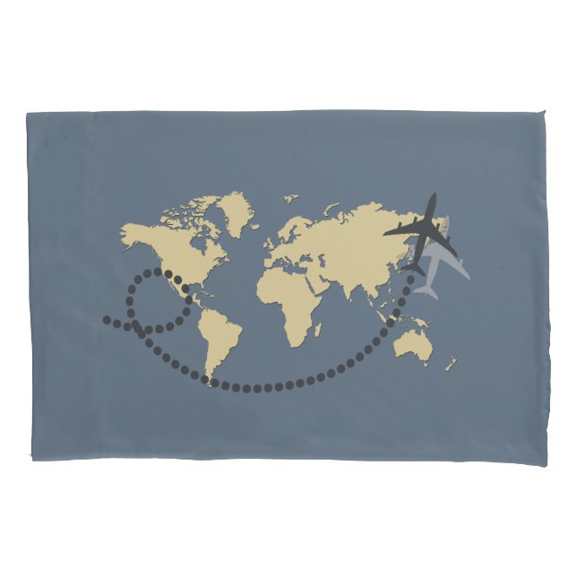 Let's travel the world illustration pillowcase (Front)