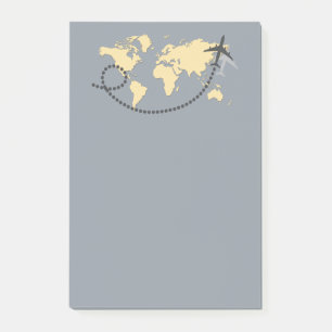 Let's travel the world illustration post-it notes