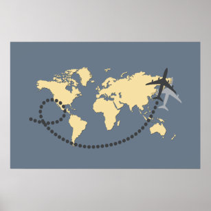 Let's travel the world illustration poster