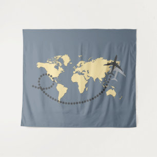 Let's travel the world illustration tapestry
