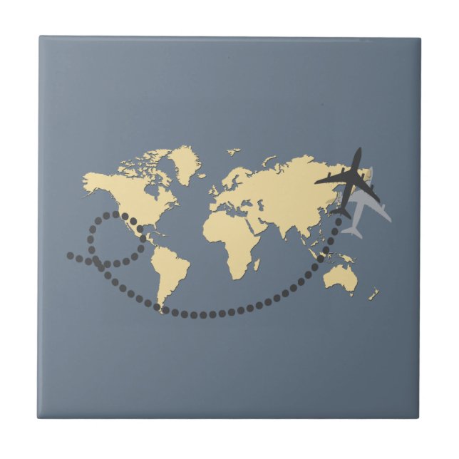 Let's travel the world illustration tile (Front)
