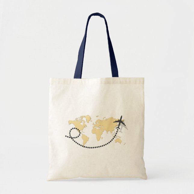 Let's travel the world illustration tote bag (Front)