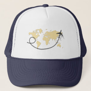 Let's travel the world illustration trucker hat