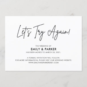 Let's Try Again Wedding Postponement Announcement