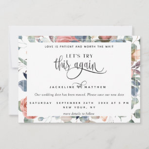 Let's Try This Again Dusty Blue, and Blush Floral Save The Date