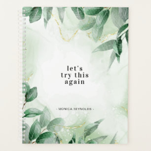 Let's Try This Again   Greenery Marble Monogram Planner