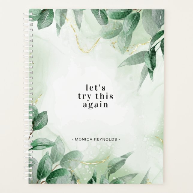 Let's Try This Again | Greenery Marble Monogram Planner (Front)