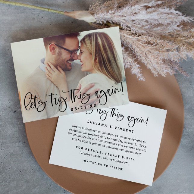 Let's Try This Again Modern Wedding Photo Save The Date (Creator Uploaded)