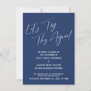 Let's Try This Again Navy Postponed Wedding Card