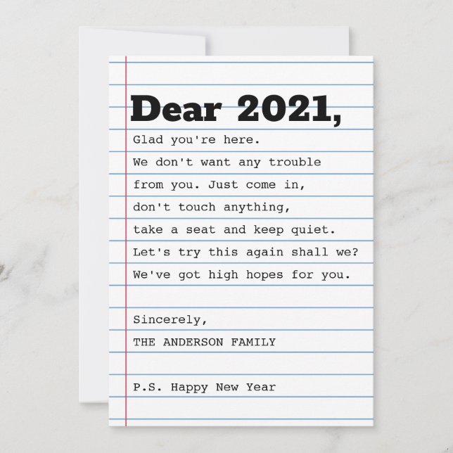Let's Try This Again New Year Cute Dear 2021 Photo Holiday Card (Front)
