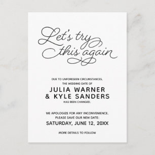Let's Try This Again Wedding Postponed Postcard