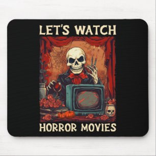 Let's Watch Horror Movies Gothic Halloween Skeleto Mouse Mat