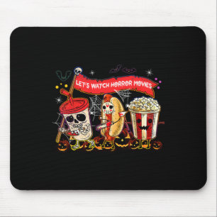 Lets Watch Horror Movies Halloween Fun Ghost Skele Mouse Mat