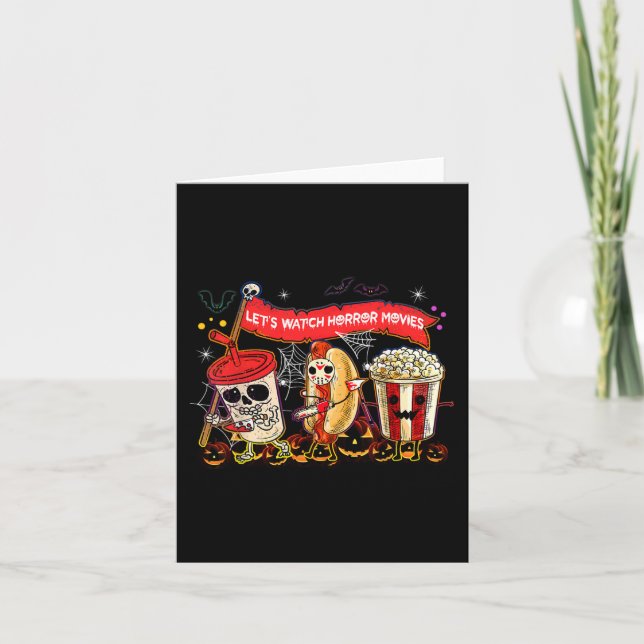 Lets Watch Horror Movies Halloween Funny Ghost Ske Card (Front)