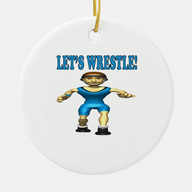 Lets Wrestle 4 Ceramic Tree Decoration (Front)