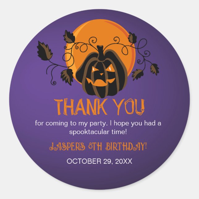 Let'sGet Spooky Halloween Birthday Party Thank You Classic Round Sticker (Front)