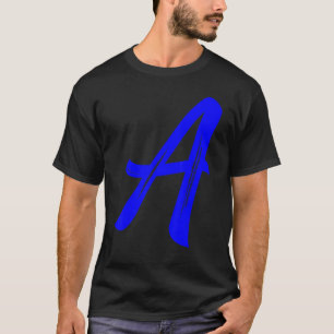 Letter A Alphabet Large Blue Graphic Initial T-Shirt