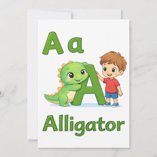 Letter A Alphabet  Postcard – A is for Alligator