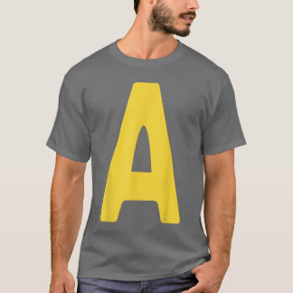 Letter A Alphabet Yellow On Red Halloween Costume T-Shirt