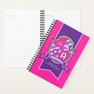Letter A Amanda name meaning crest pink Planner