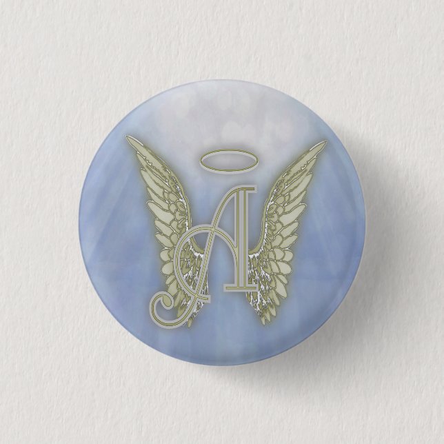 Letter A Angel Monogram 3 Cm Round Badge (Front)
