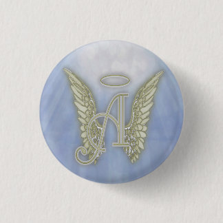 Letter A Angel Monogram 3 Cm Round Badge