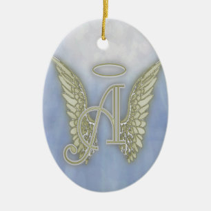 Letter A Angel Monogram Ceramic Tree Decoration
