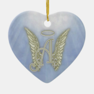 Letter A Angel Monogram Ceramic Tree Decoration