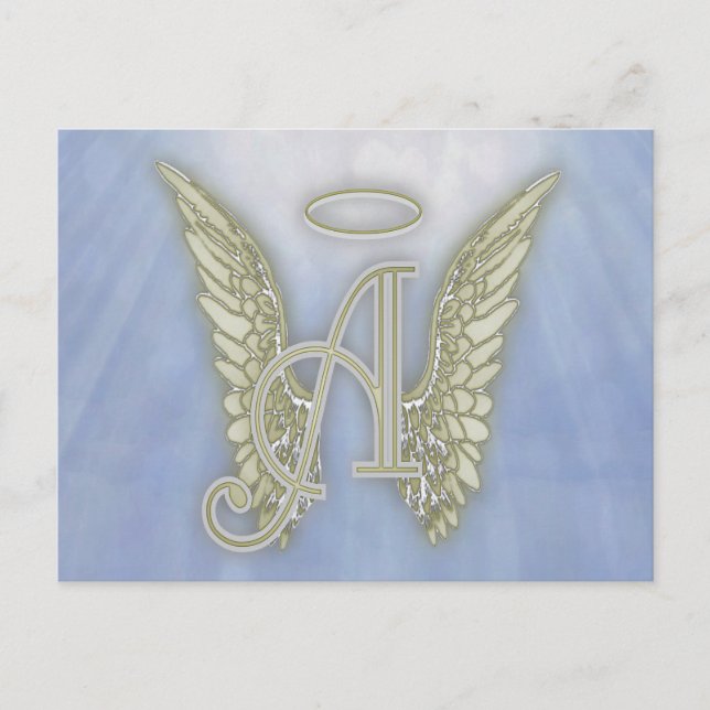 Letter A Angel Monogram Postcard (Front)