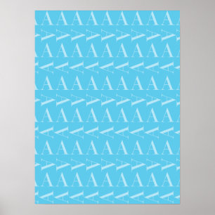 Letter A - Aqua Blue Monogram Initial Poster