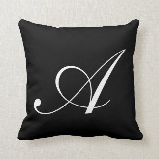 Letter A Black Monogram Pillow