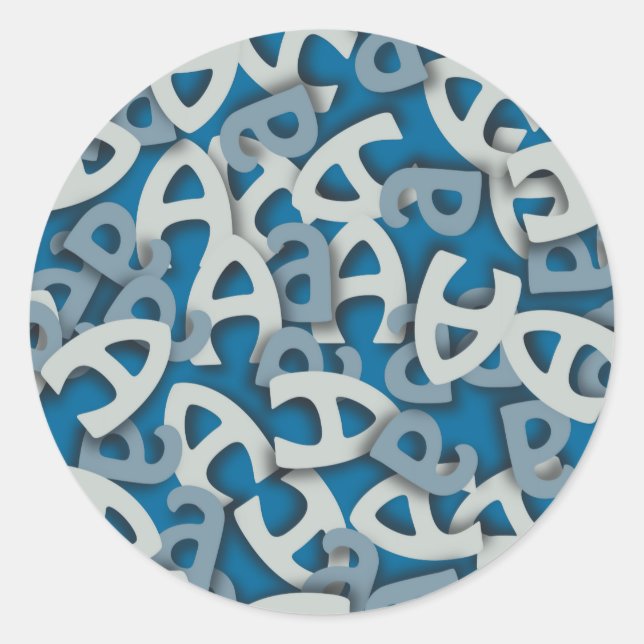 Letter A Blue Classic Round Sticker (Front)