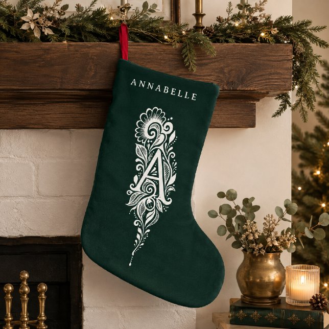 Letter A Botanical Monogram Personalised Stocking (Creator Uploaded)