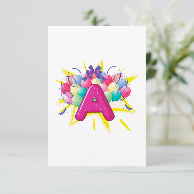 Letter A Celebration Pink Monogram Invitation (Creator Uploaded)