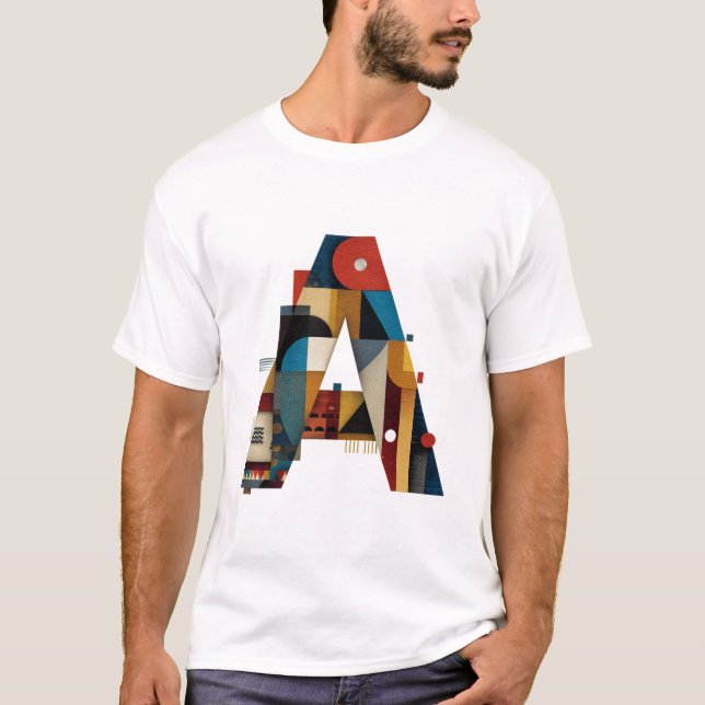 Letter A – Color-Block Mid-Century Monogram T-Shirt (Front)