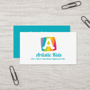 Letter A colourful block stripe art business card