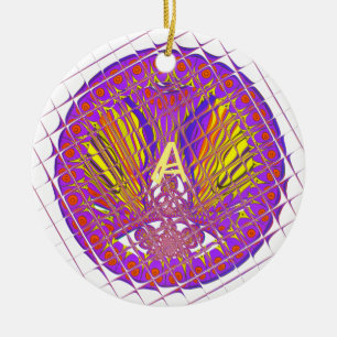 Letter A, Colourful logo text design Ceramic Tree Decoration