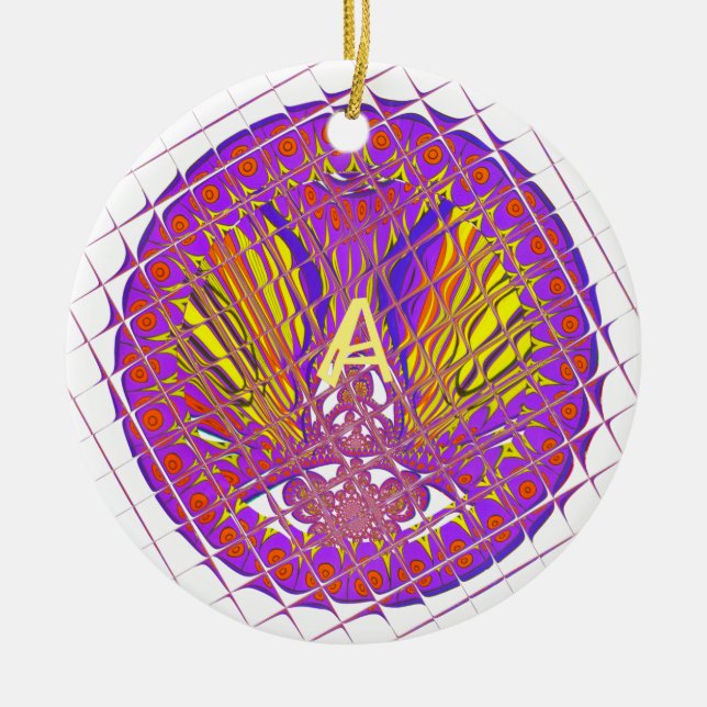 Letter A, Colourful logo text design Ceramic Tree Decoration (Front)