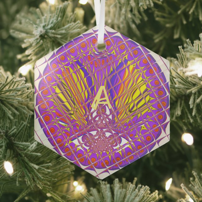 Letter A, Colourful logo text design Glass Tree Decoration (Insitu)