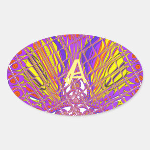Letter A, Colourful logo text design Oval Sticker