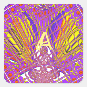 Letter A, Colourful logo text design Square Sticker